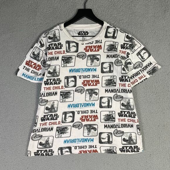 Star Wars Mandalorian The Child Graphic Tee Shirt All Over Print Unisex XL White - Picture 1 of 6